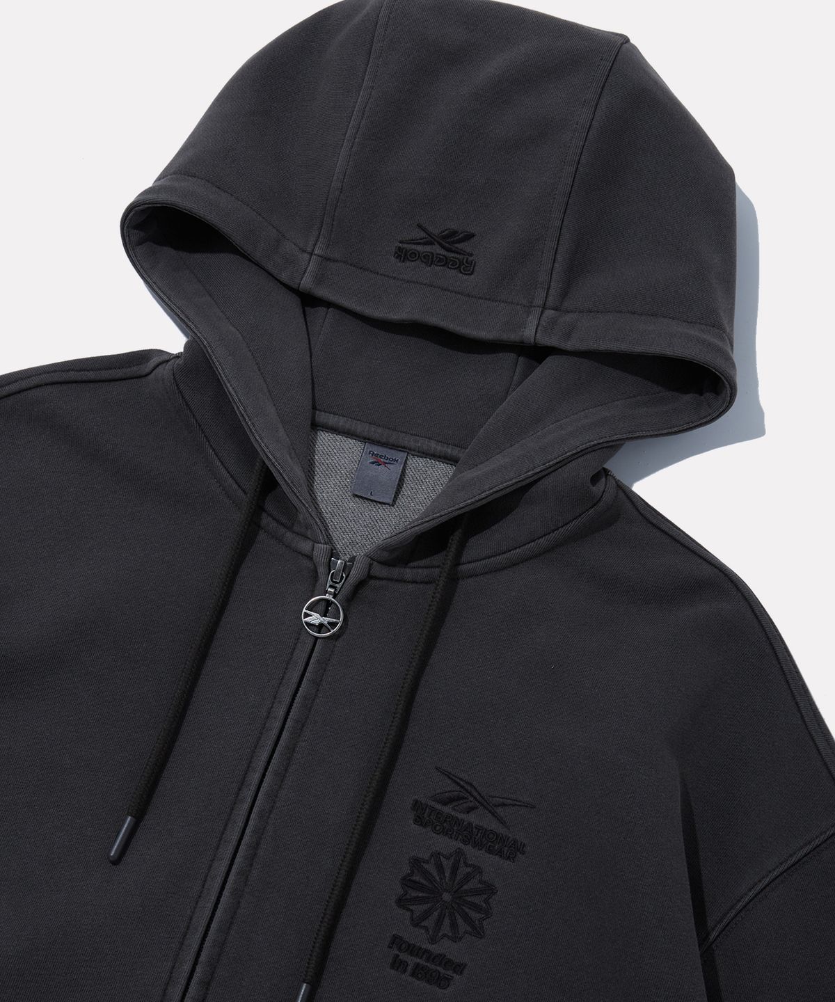 리복(REEBOK) 가먼트다잉 스타크레스트 후드 집업 - 차콜