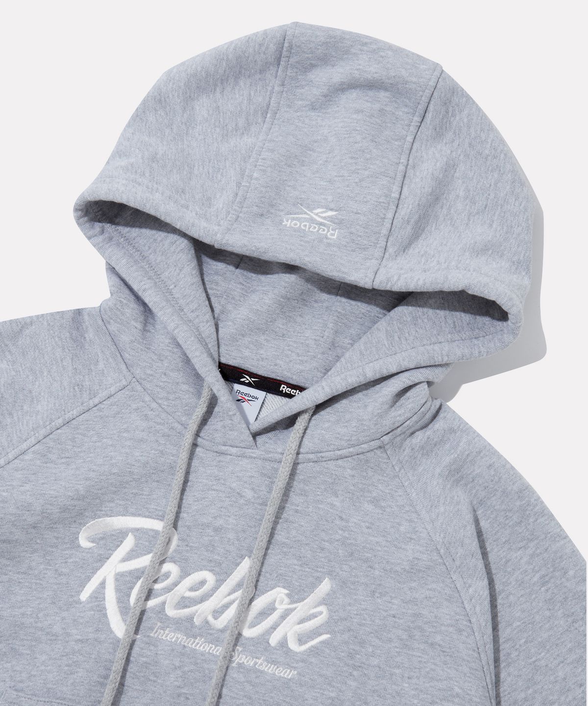 리복(REEBOK) 세미 크롭 후디 (W) - 멜란지 그레이