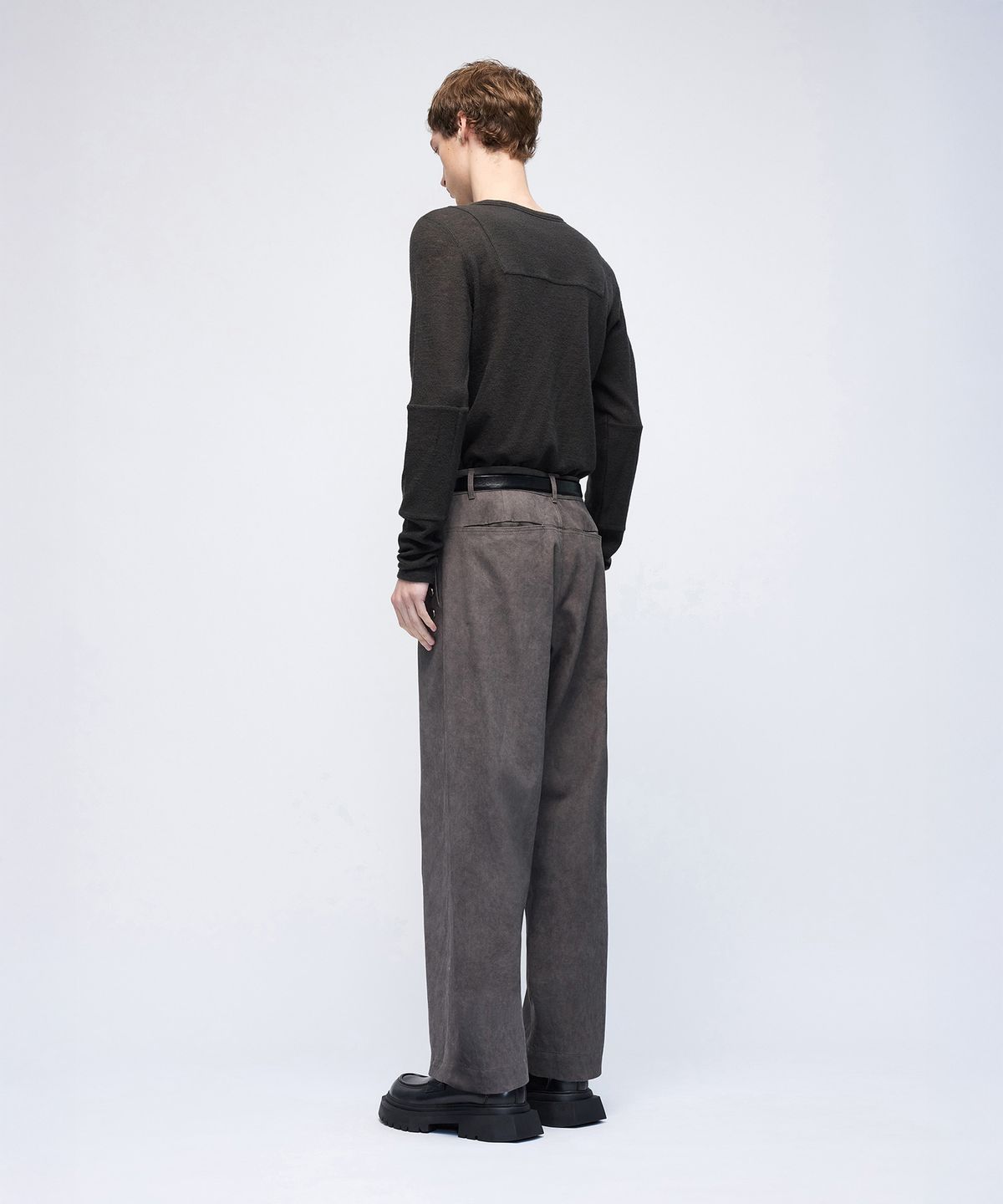 몰프(MORPH) Divided Washed Cotton Multi Button Straight Pants