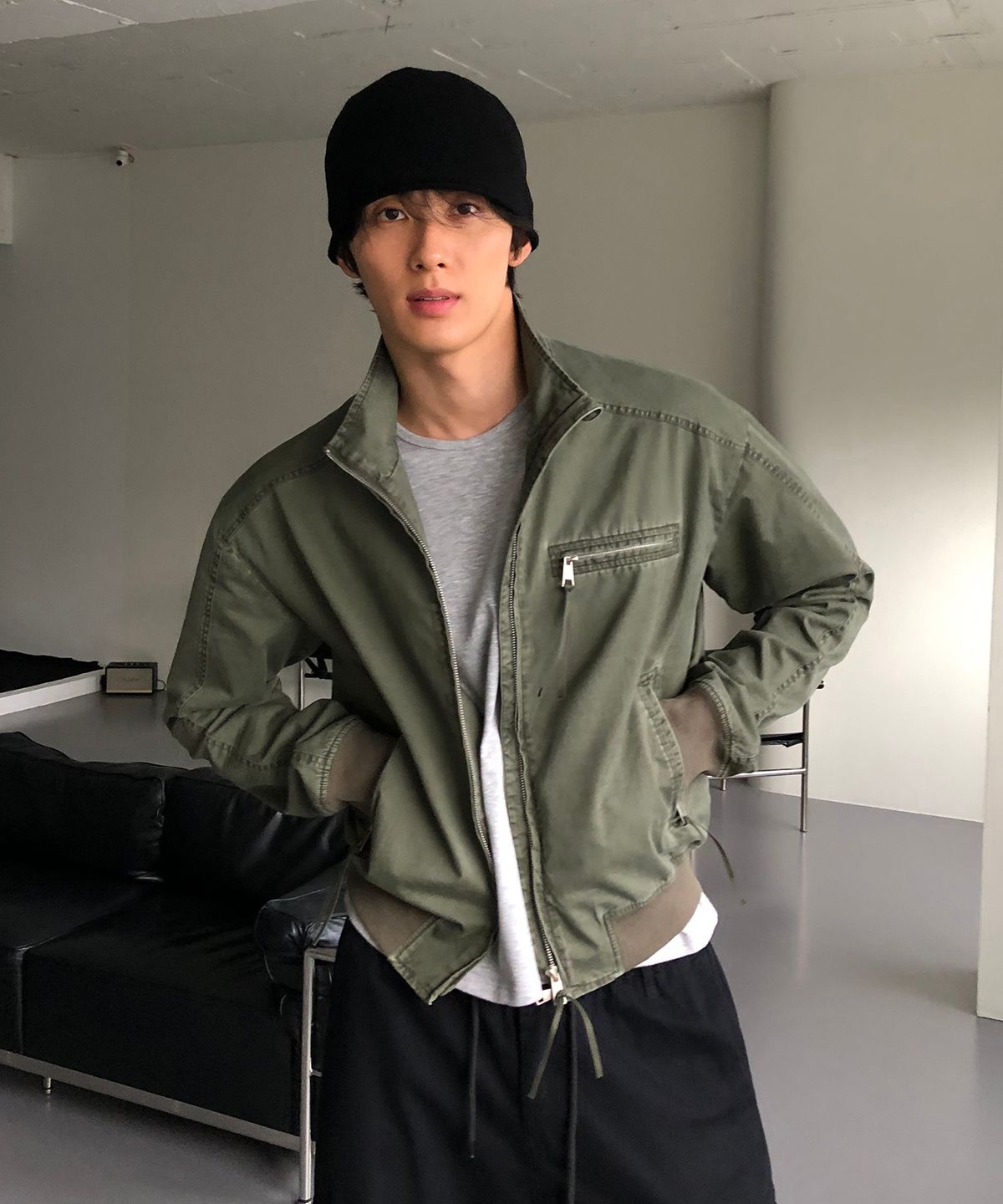 데이(THEY) 캐시미어 롤업 비니_BLACK