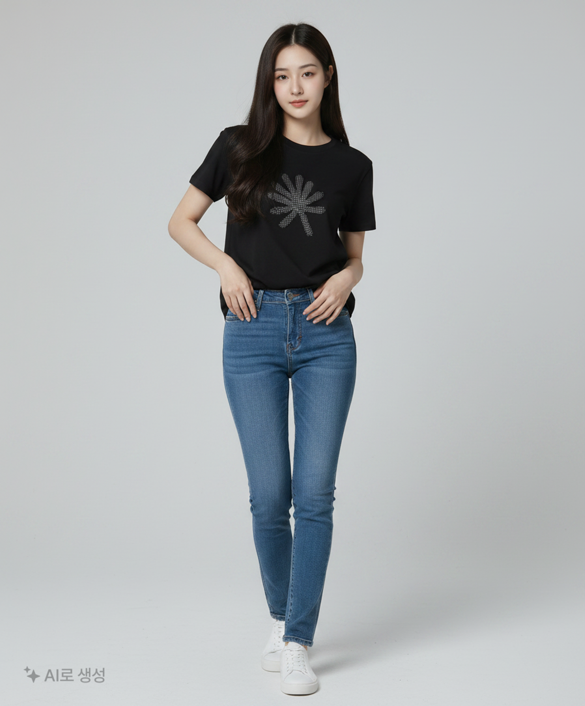 단델(DANDEL) DD symbol applique tee (BLACK) 1