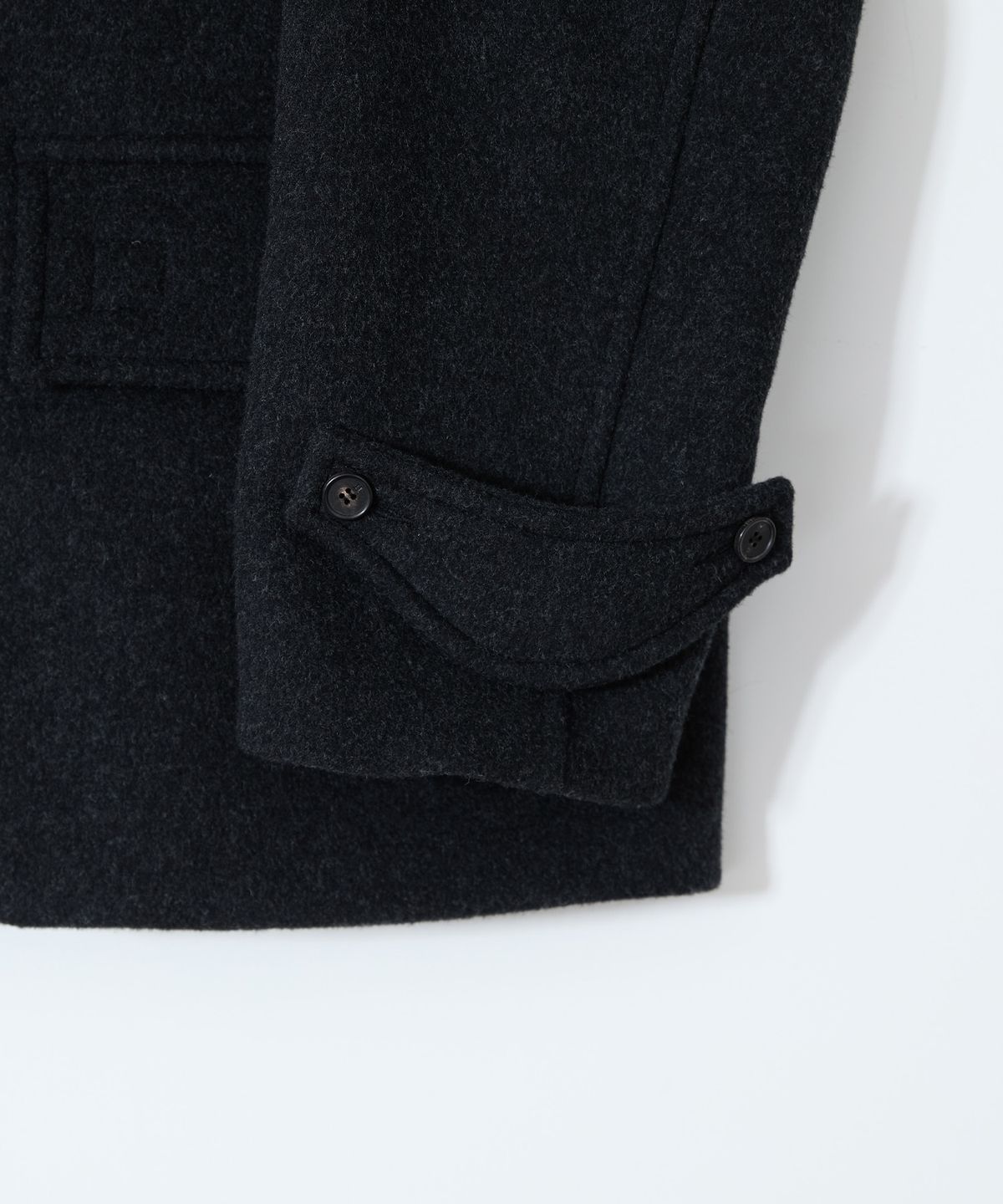홀리선(HORLISUN) Longgrove Wool Hood Half Coat Melange Black