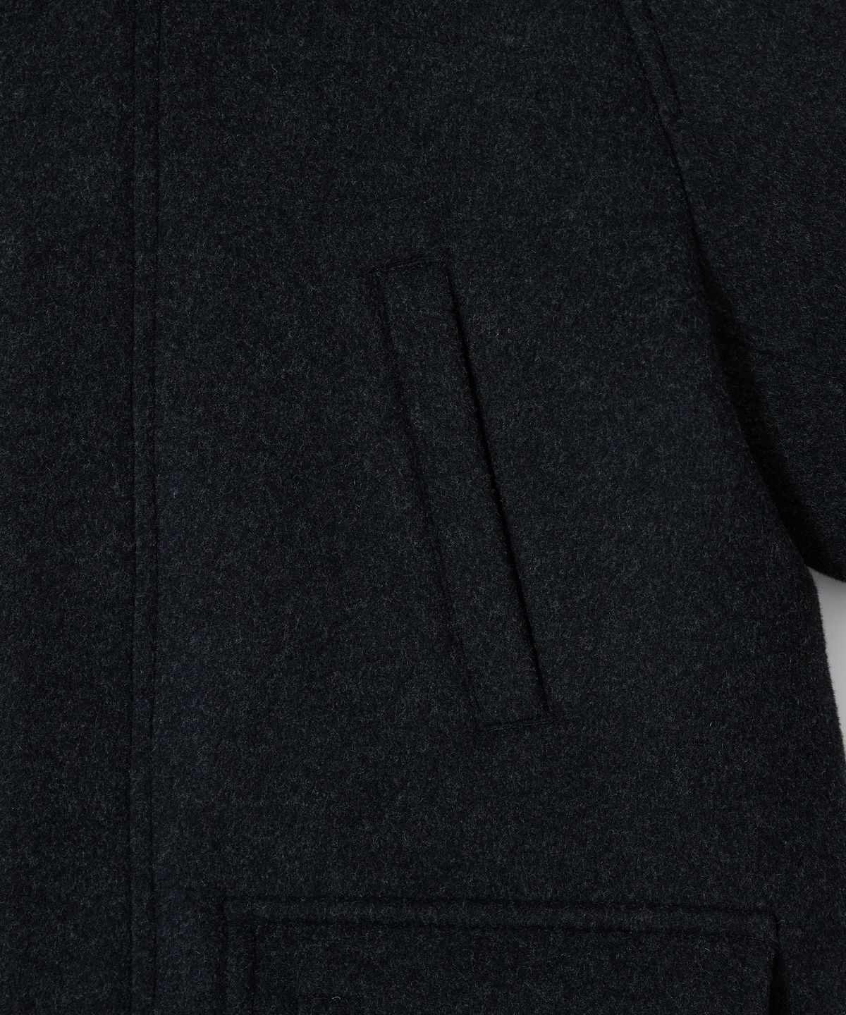 홀리선(HORLISUN) Longgrove Wool Hood Half Coat Melange Black