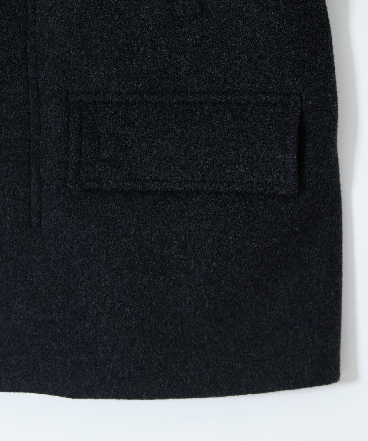 홀리선(HORLISUN) Longgrove Wool Hood Half Coat Melange Black