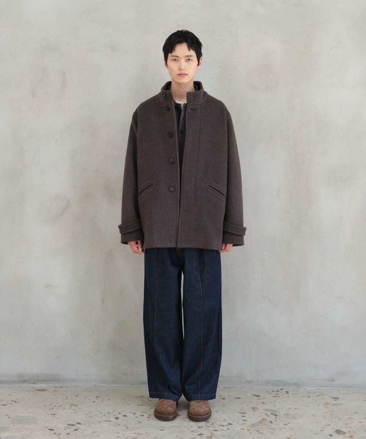 홀리선(HORLISUN) Baron Wool Half Coat Spain Olive