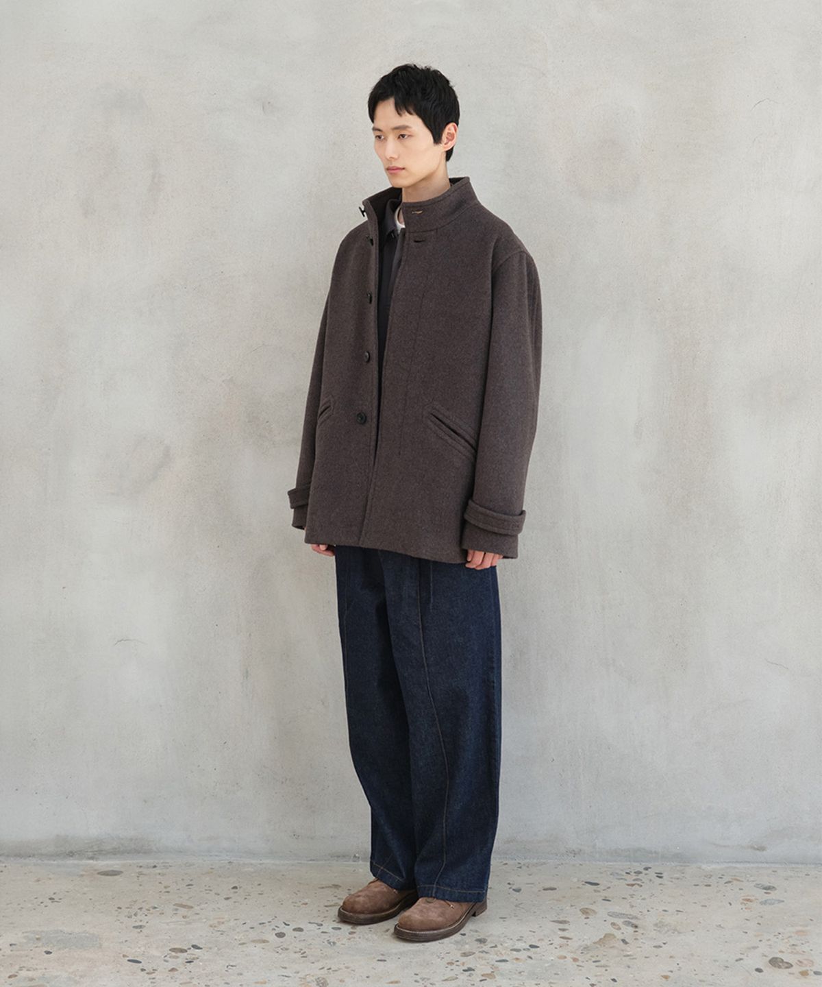홀리선(HORLISUN) Baron Wool Half Coat Spain Olive