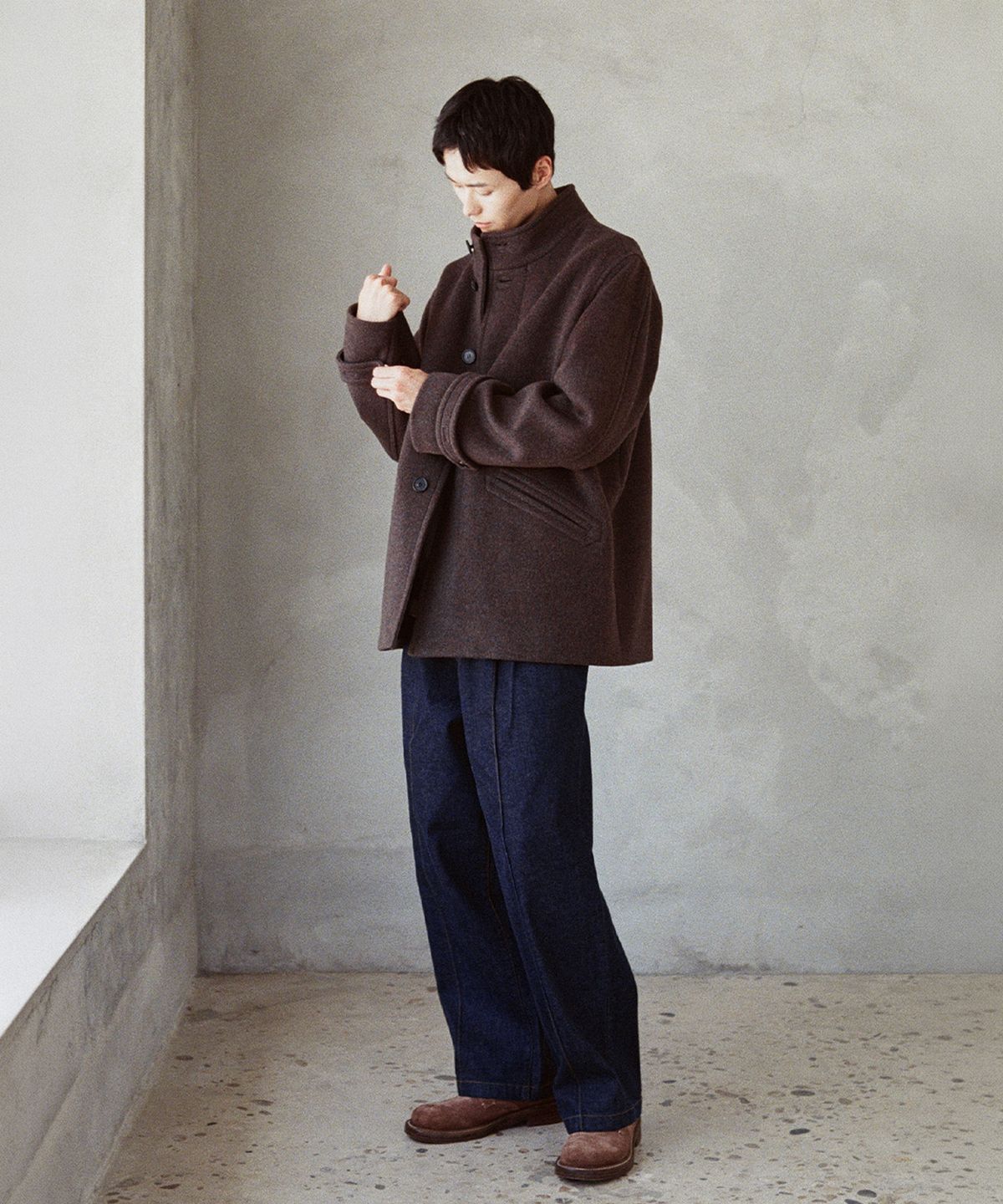 홀리선(HORLISUN) Baron Wool Half Coat Spain Olive