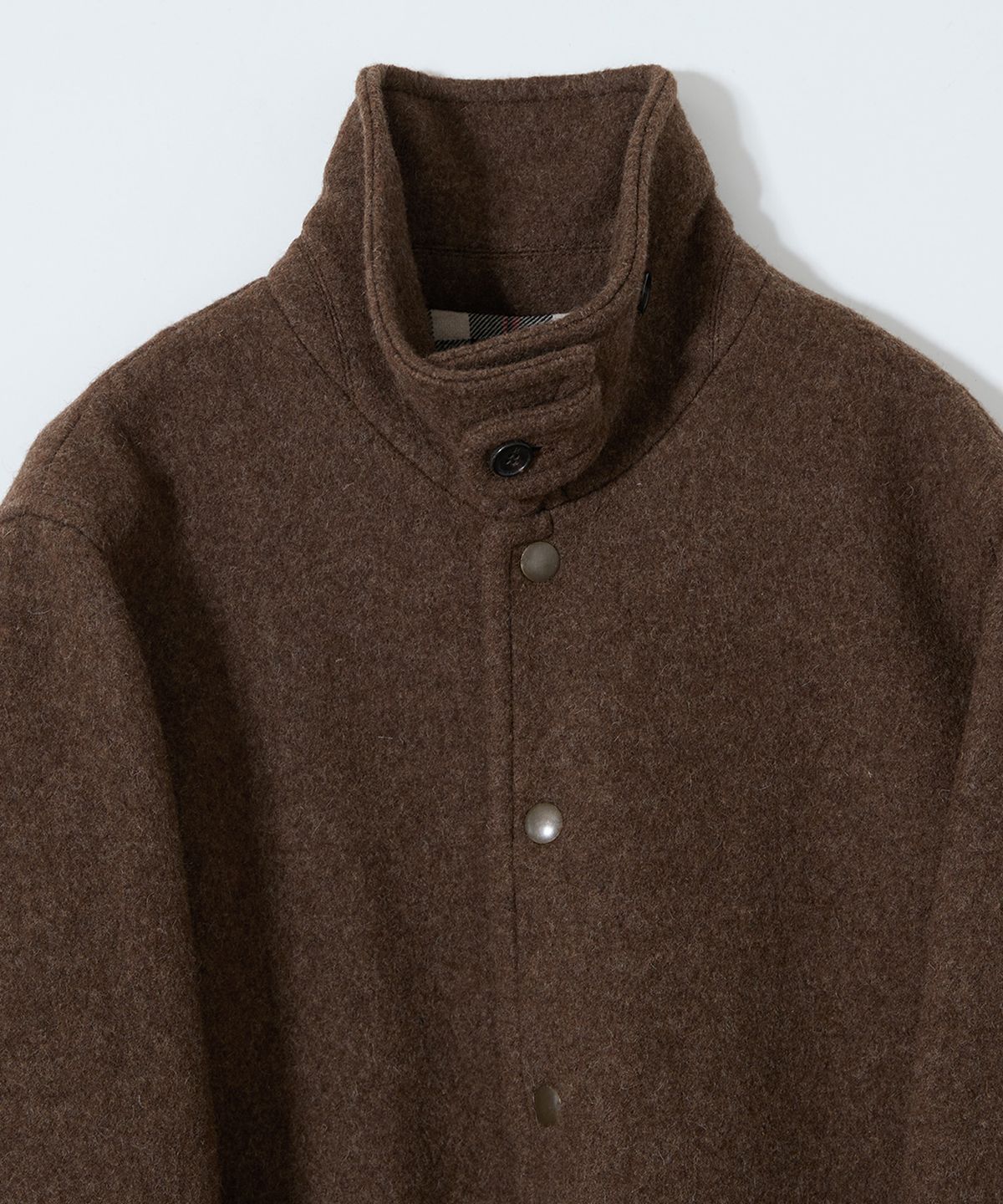 홀리선(HORLISUN) Idaho Snap Button Wool Half Coat Melange Brown