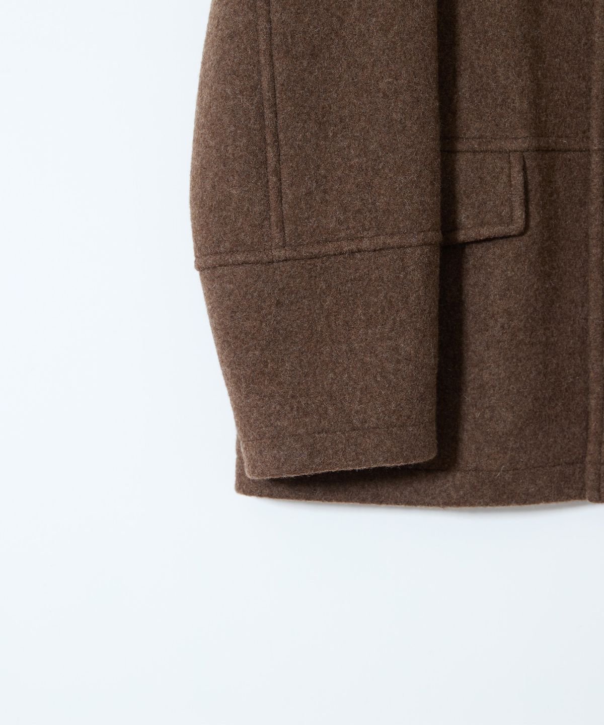 홀리선(HORLISUN) Idaho Snap Button Wool Half Coat Melange Brown
