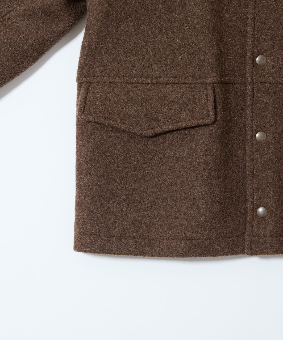 홀리선(HORLISUN) Idaho Snap Button Wool Half Coat Melange Brown