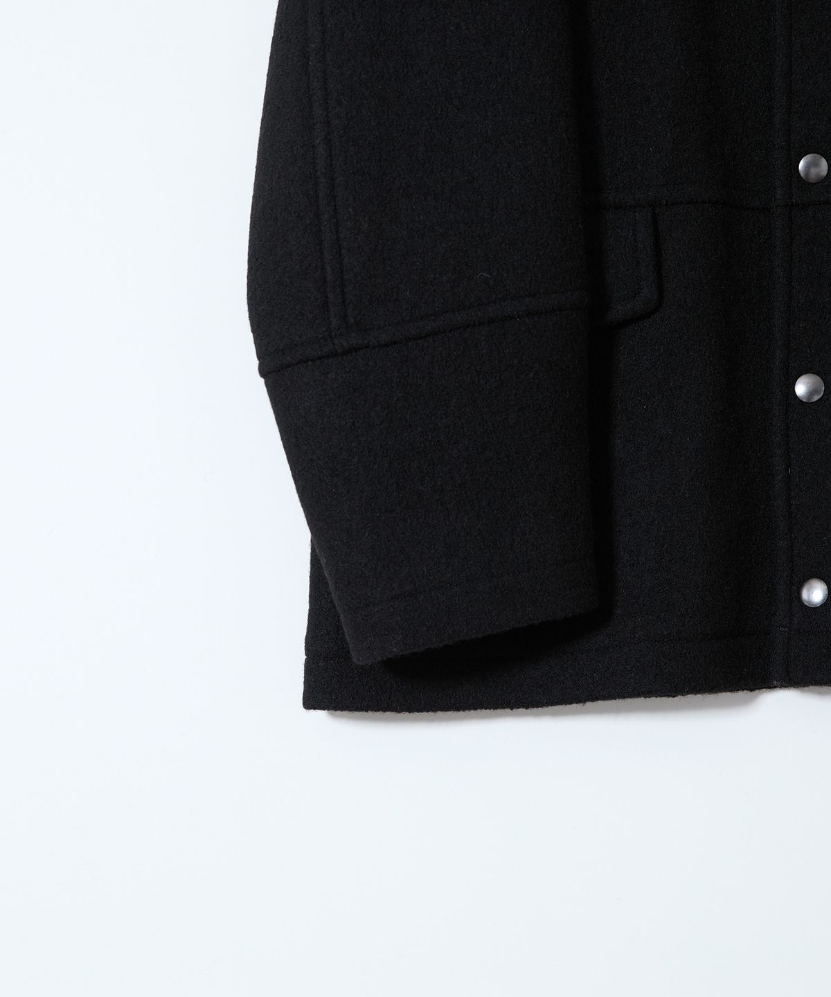 홀리선(HORLISUN) Idaho Snap Button Wool Half Coat Black