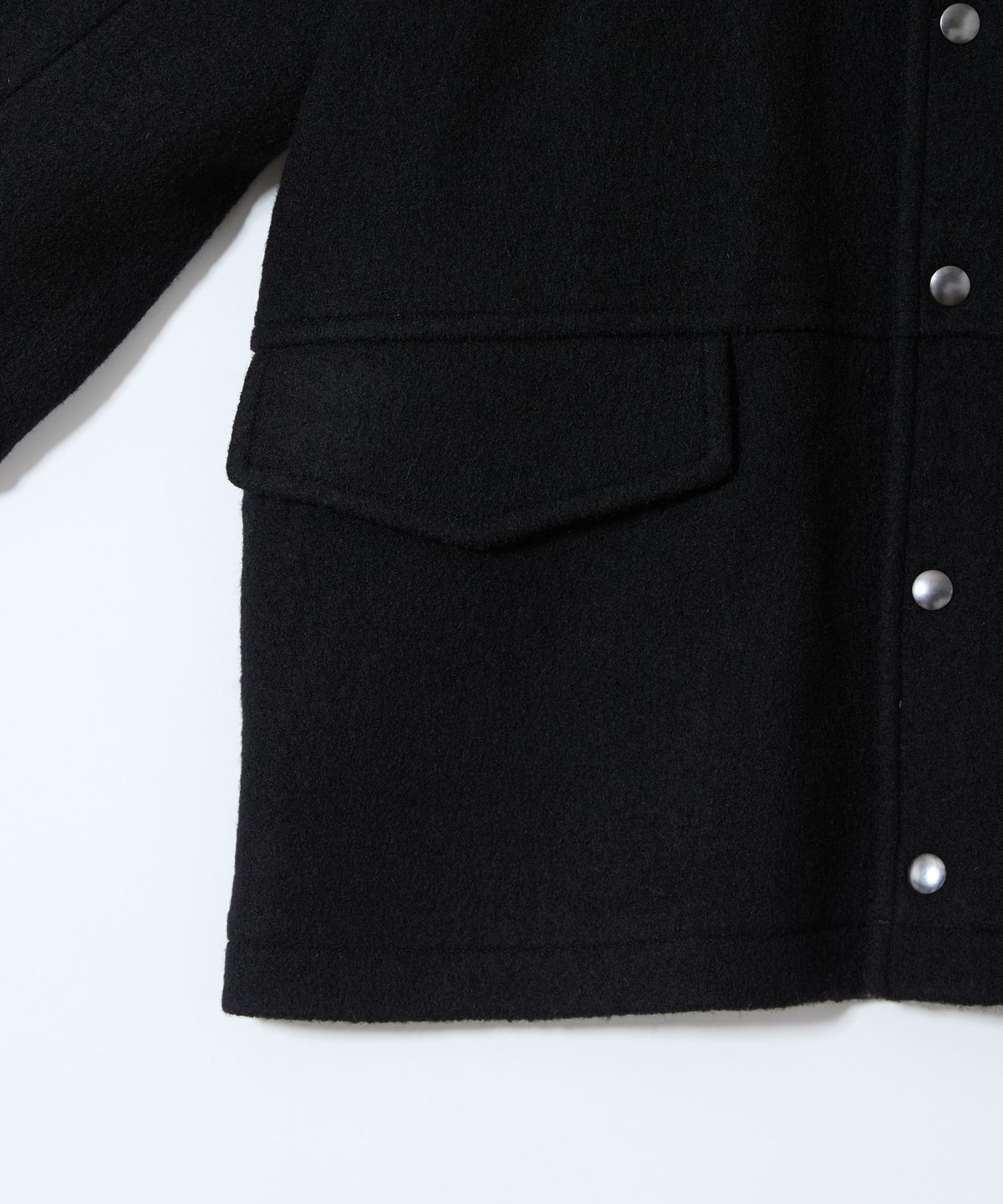 홀리선(HORLISUN) Idaho Snap Button Wool Half Coat Black