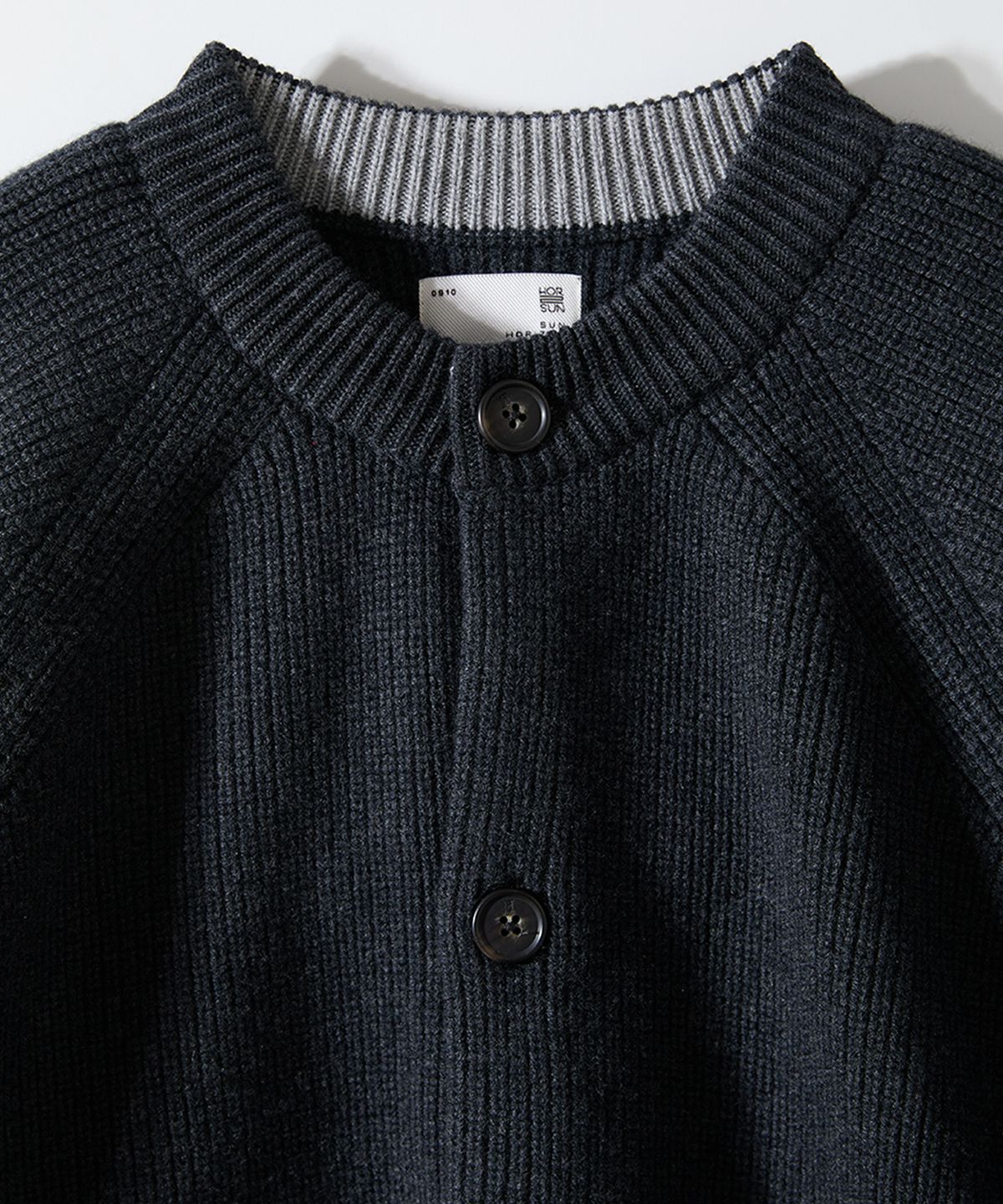 홀리선(HORLISUN) Annette Wool Heavy Rib Knit Cardigan Melange Charcoal