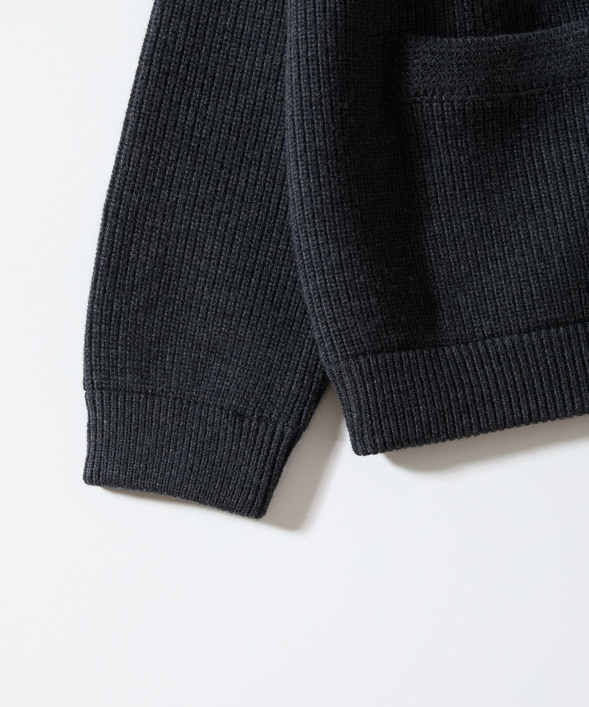 홀리선(HORLISUN) Annette Wool Heavy Rib Knit Cardigan Melange Charcoal