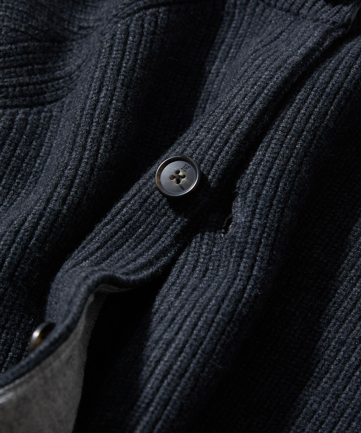 홀리선(HORLISUN) Annette Wool Heavy Rib Knit Cardigan Melange Charcoal