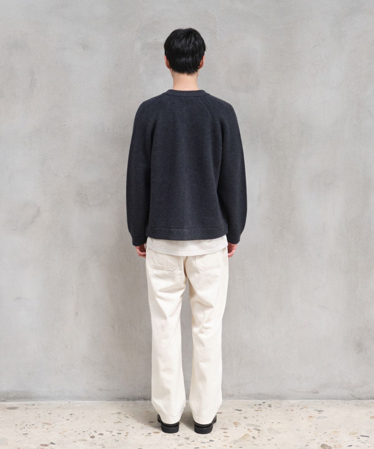 홀리선(HORLISUN) Annette Wool Heavy Rib Knit Cardigan Melange Charcoal