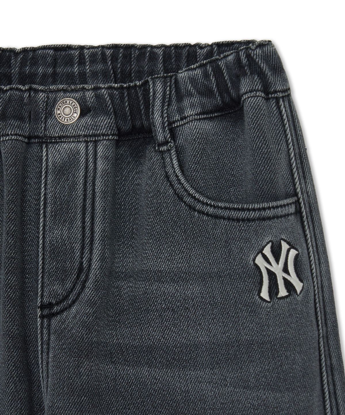 엠엘비 키즈(MLB KIDS) 스트릿 루즈 융기모 본딩 데님팬츠 NY (D.Charcoal Grey)