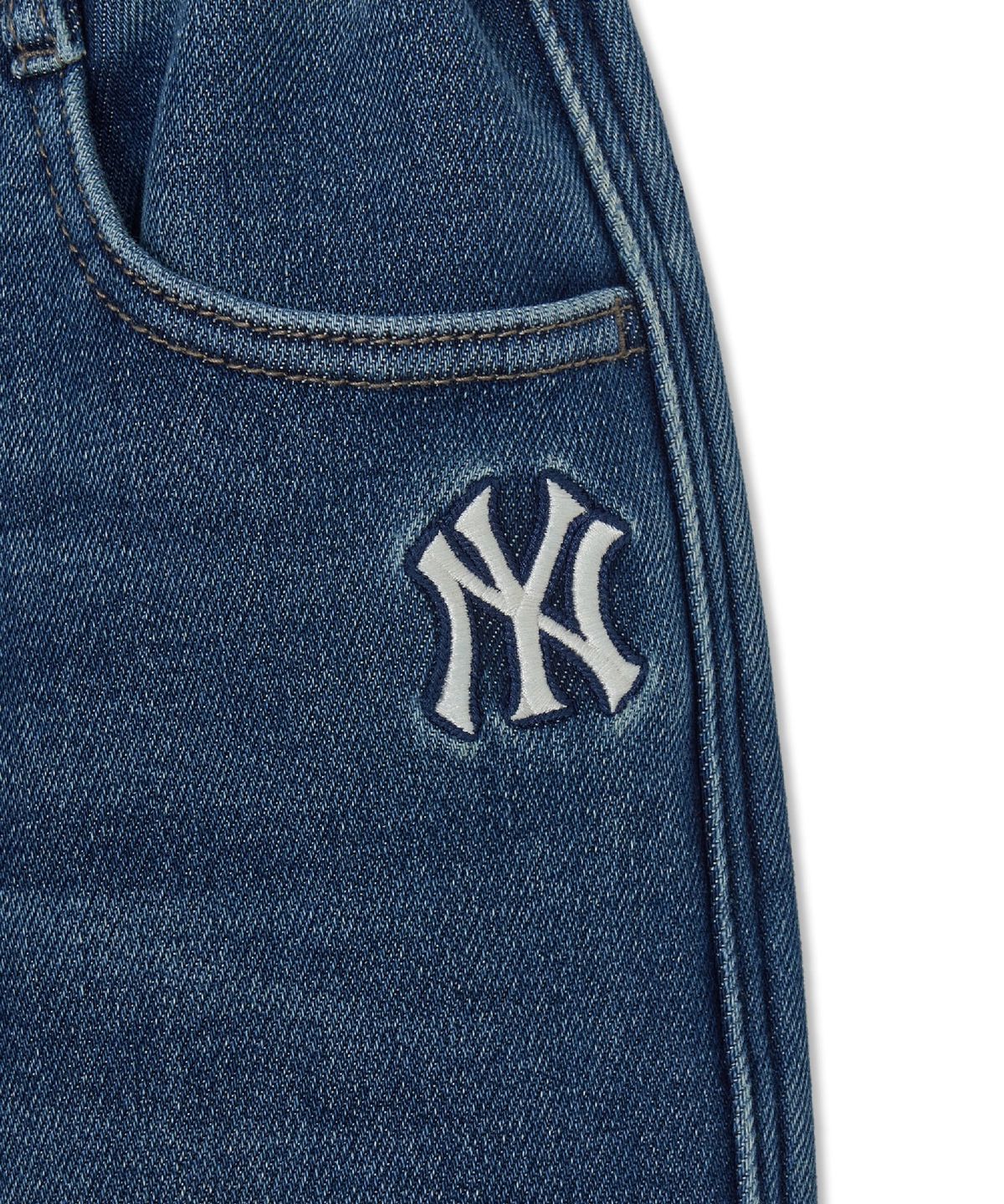 엠엘비 키즈(MLB KIDS) 스트릿 루즈 융기모 본딩 데님팬츠 NY (Blue)