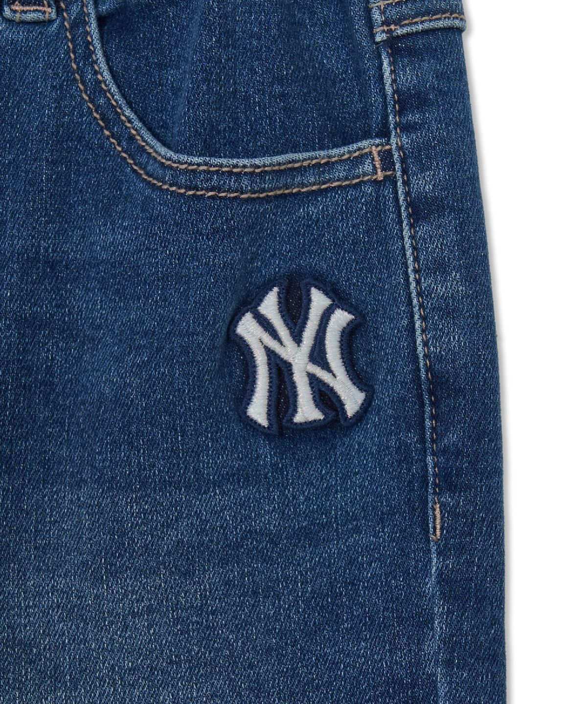 엠엘비 키즈(MLB KIDS) 스트릿 걸즈 플레어 약기모 데님팬츠 NY (Blue)