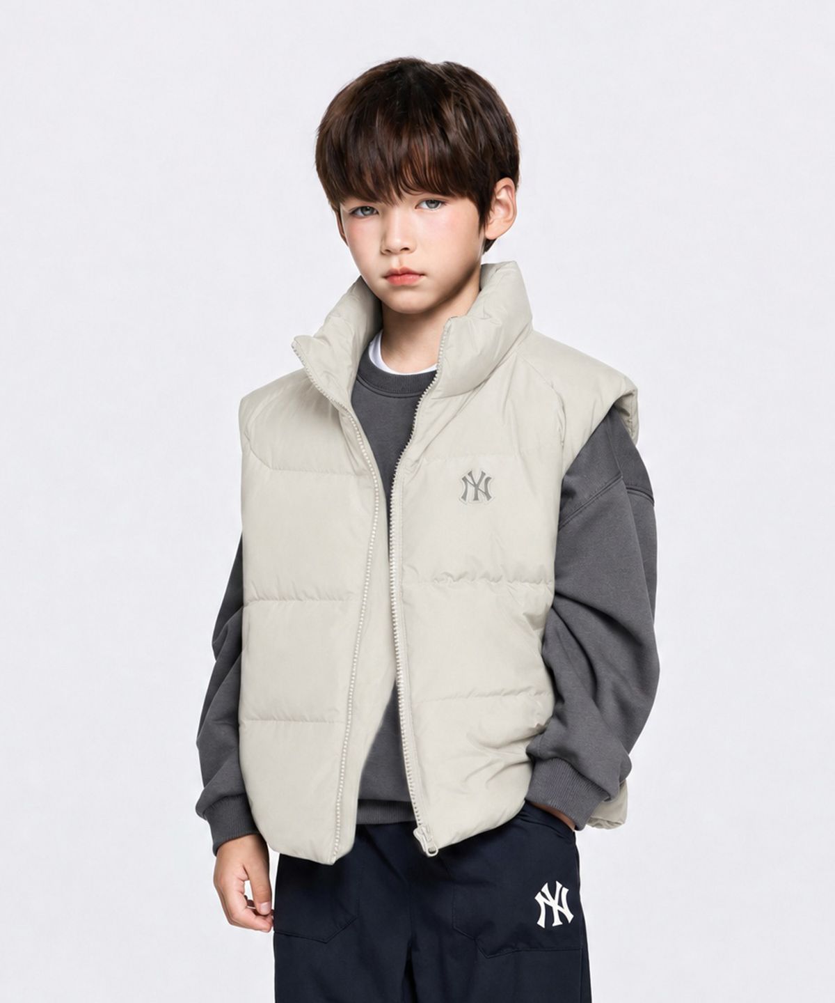 엠엘비 키즈(MLB KIDS) 스포티브 와펜 유로피안덕 다운베스트 NY (Ptn.Cream)