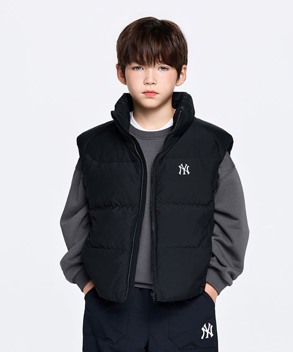 엠엘비 키즈(MLB KIDS) 스포티브 와펜 유로피안덕 다운베스트 NY (Black)