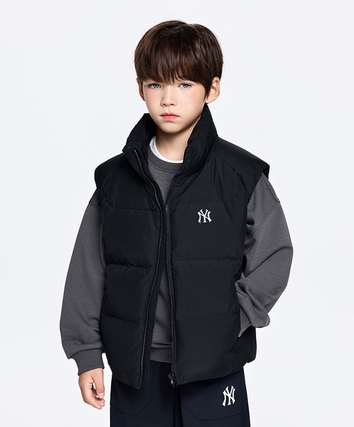 엠엘비 키즈(MLB KIDS) 스포티브 와펜 유로피안덕 다운베스트 NY (Black)