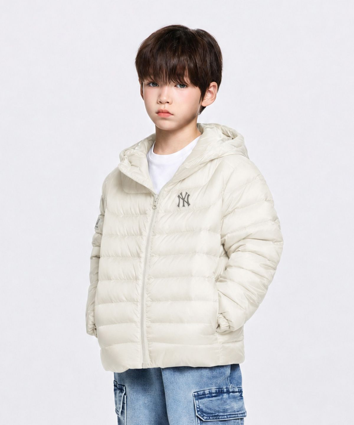 엠엘비 키즈(MLB KIDS) 스포티브 와펜 덕 경량다운 NY (Ivory)