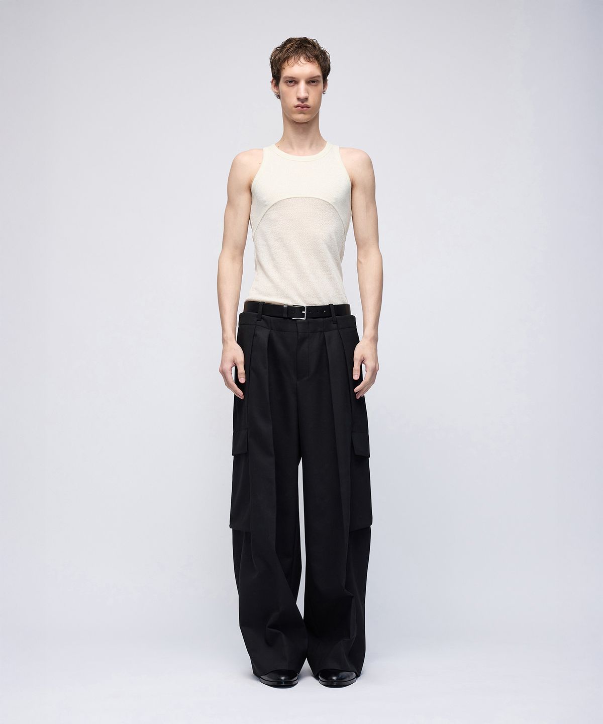 몰프(MORPH) Divided Double Waist Wide Cargo Pants