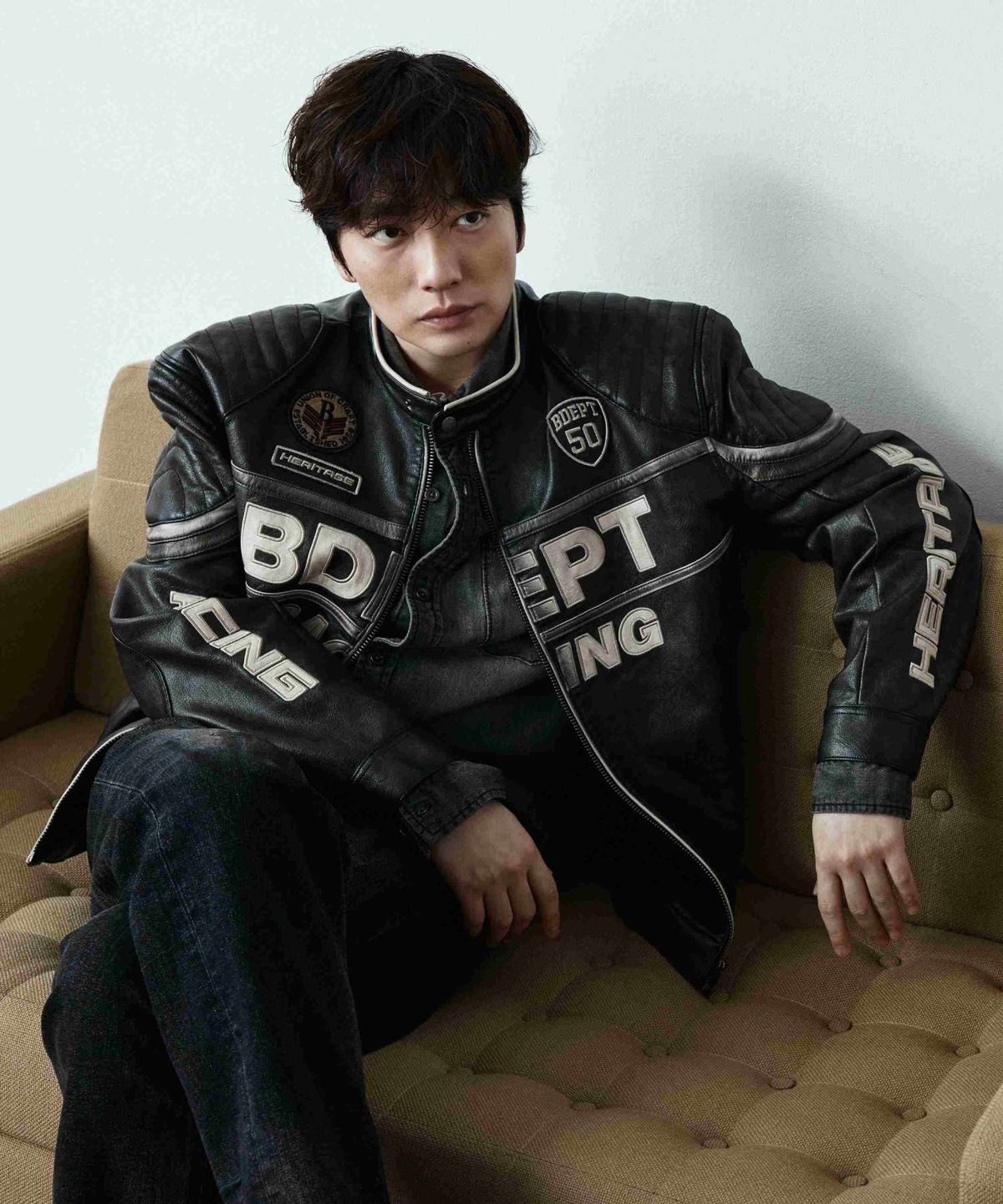 버커루(BUCKAROO) [이동휘 콜라보] 공용 페이크레더 빈티지 라이더 자켓