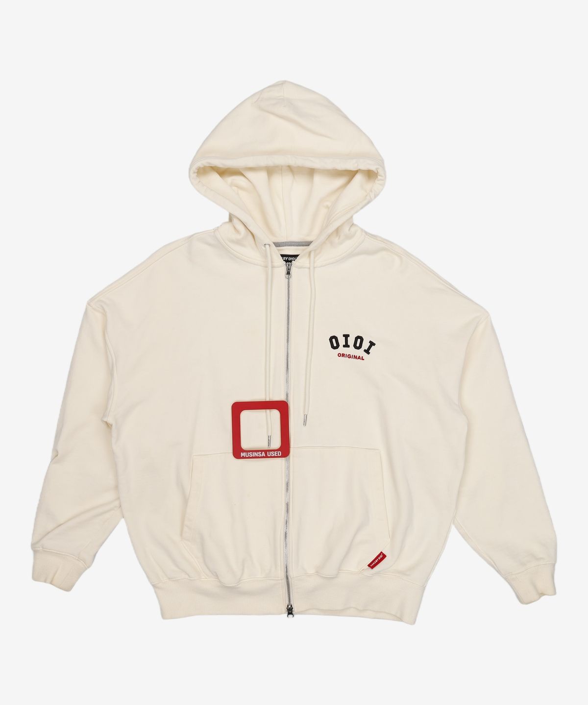 오아이오아이 컬렉션(OIOI COLLECTION) BASIC LOGO HOOD ZIPUP [CREAM] L