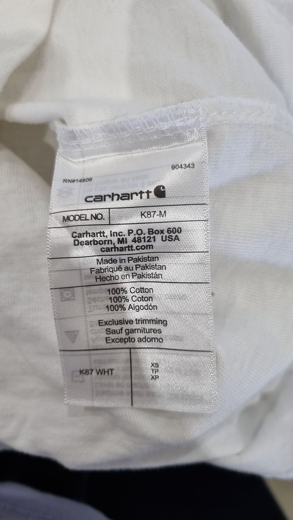 칼하트(CARHARTT) K87 포켓 반팔티 12컬러 2PACK XS