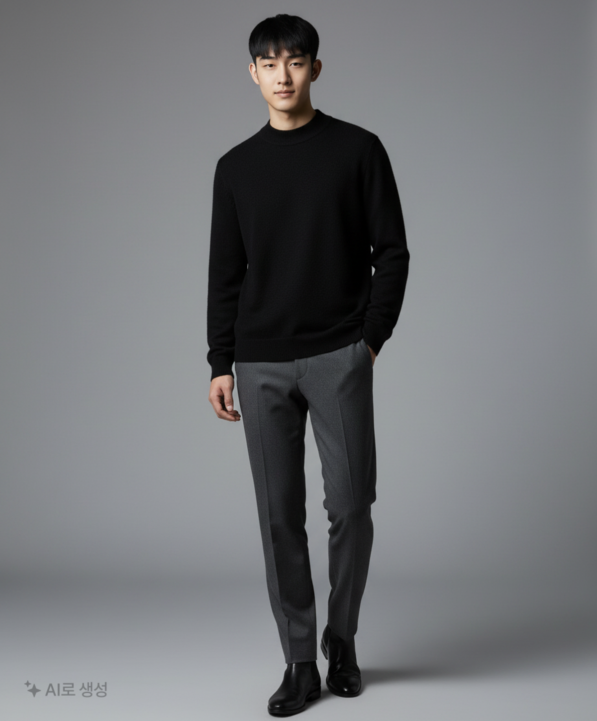 쿠어(COOR) 메리노 울 캐시팝 모크넥 (블랙) L