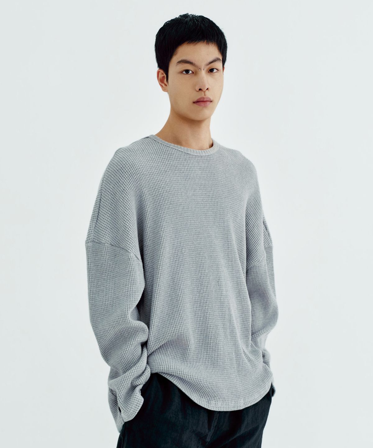얼스캄에라(EARTH CALM ERA) 와플 오버핏 롱슬리브_2컬러