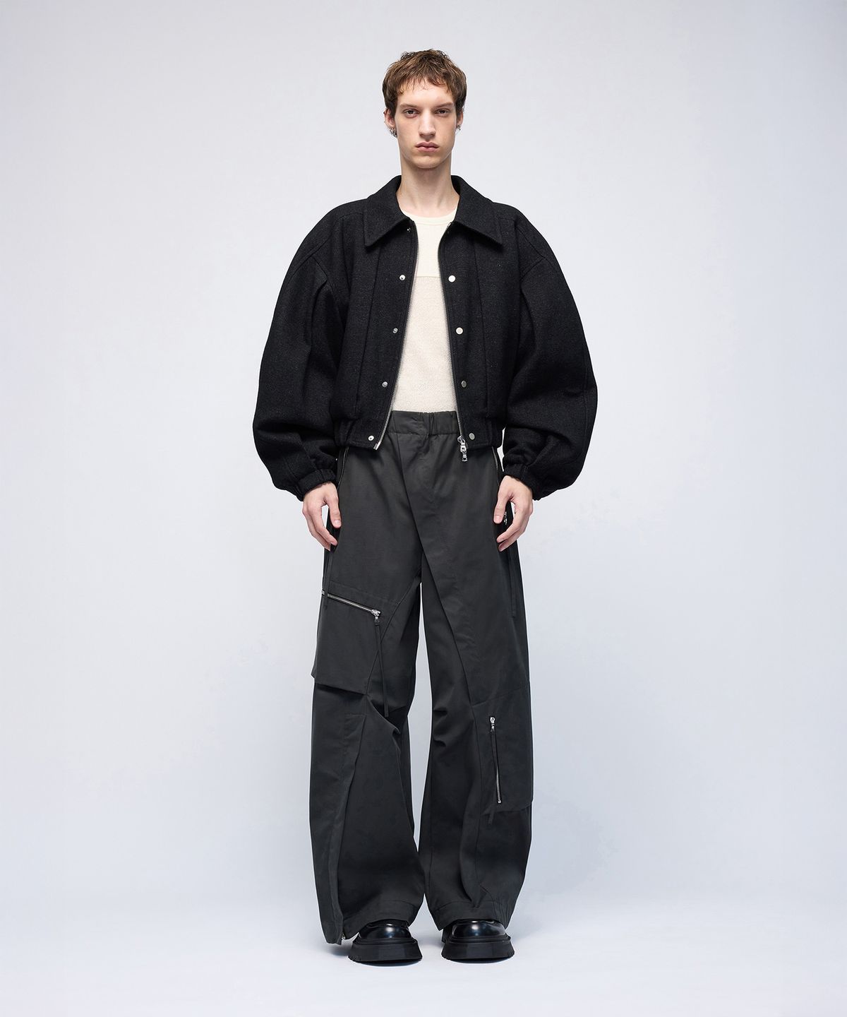 몰프(MORPH) Organism Pleated Double-Closure Bomber Jacket