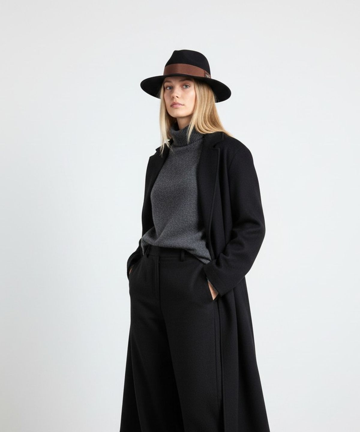 유니버셜 케미스트리(UNIVERSAL CHEMISTRY) Big Size BR Line Wool Black Fedora 페도라