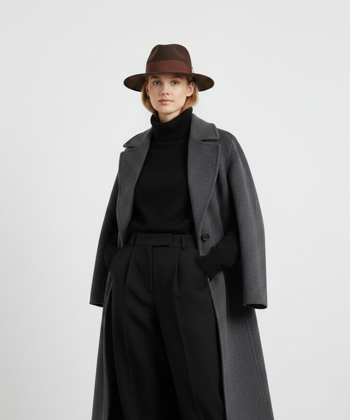 유니버셜 케미스트리(UNIVERSAL CHEMISTRY) Big Size BR Line Wool Brown Fedora 페도라