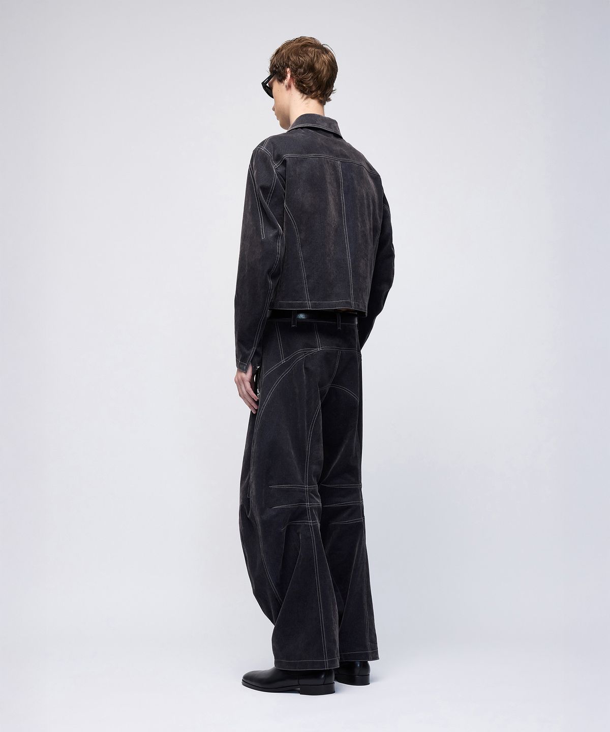 몰프(MORPH) Divided Velvet Denim Curved Trucker Jacket