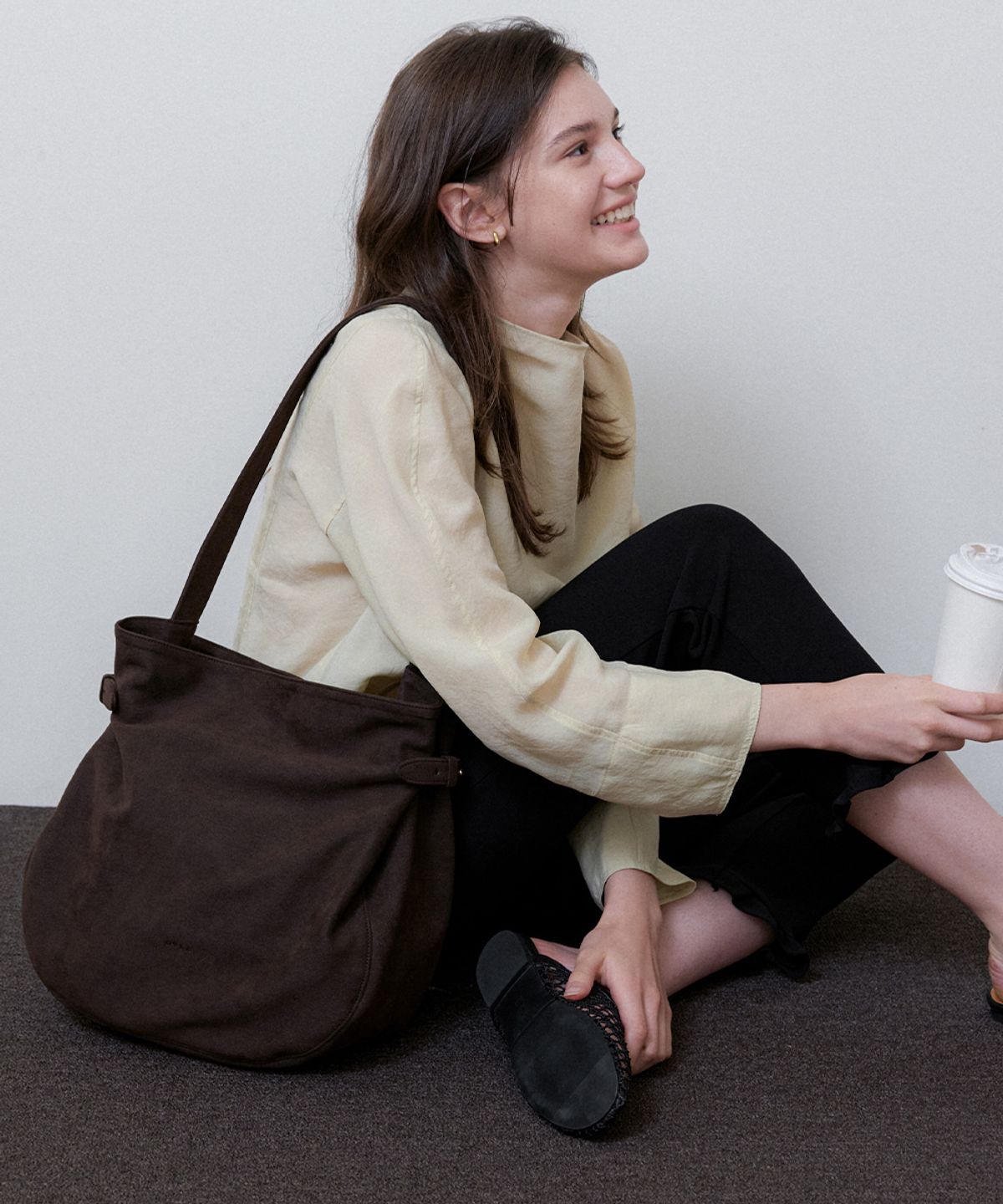 오블라(OVLA) buckle slouchy suede bag 2color BG008