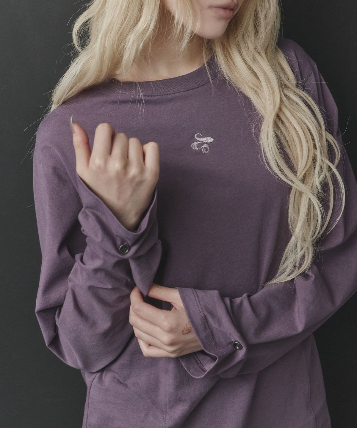 업드래프트(UPDRAFT) Button Roll-Up Loose-Fit Long Sleeve [Muted purple]