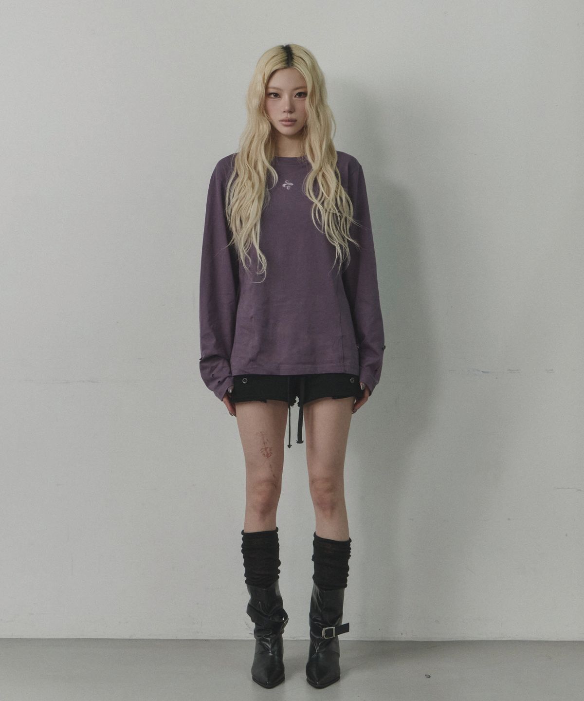 업드래프트(UPDRAFT) Button Roll-Up Loose-Fit Long Sleeve [Muted purple]