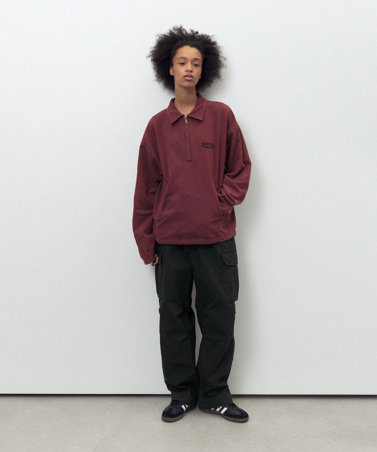 디스이즈네버댓(THISISNEVERTHAT) Half Zip Sweatshirt Burgundy