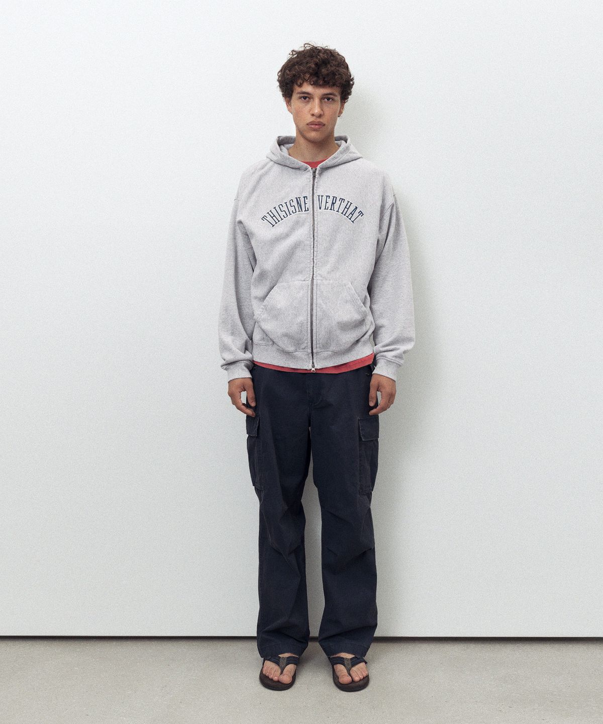 디스이즈네버댓(THISISNEVERTHAT) Applique Zip Up Hoodie Heather Grey