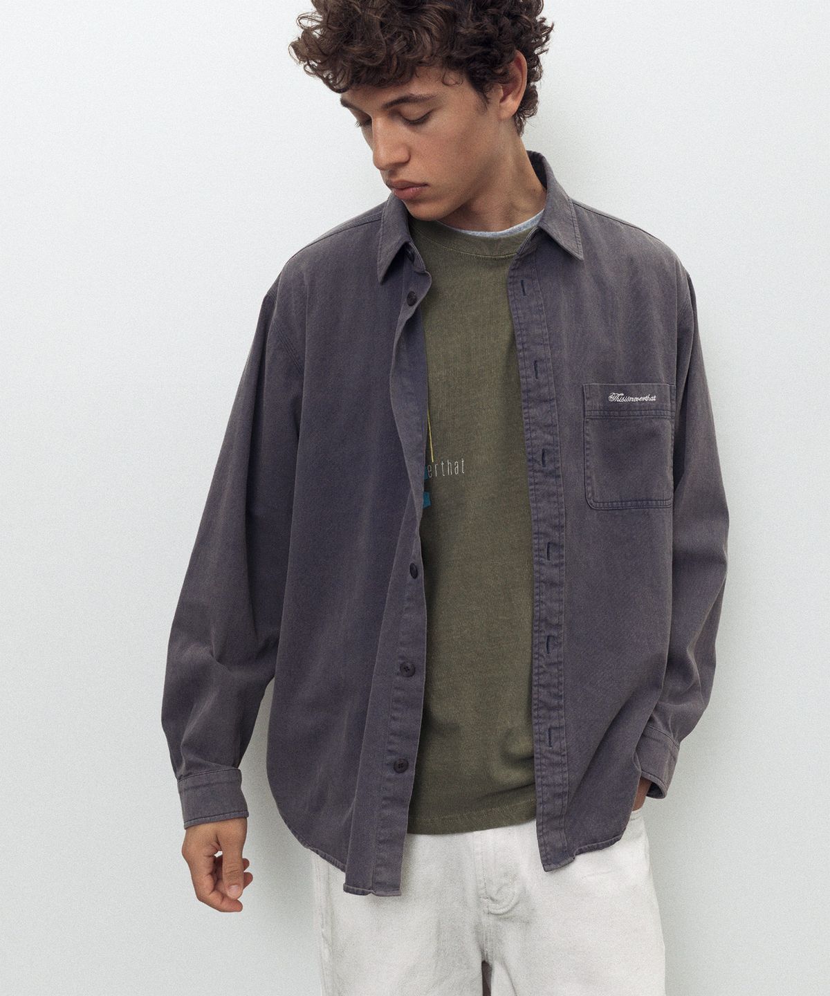 디스이즈네버댓(THISISNEVERTHAT) Washed Twill Shirt Navy