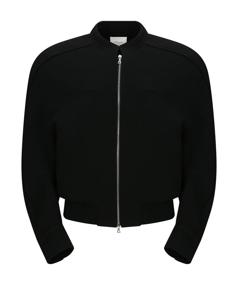 Divided Wool Crepe Biker Blouson