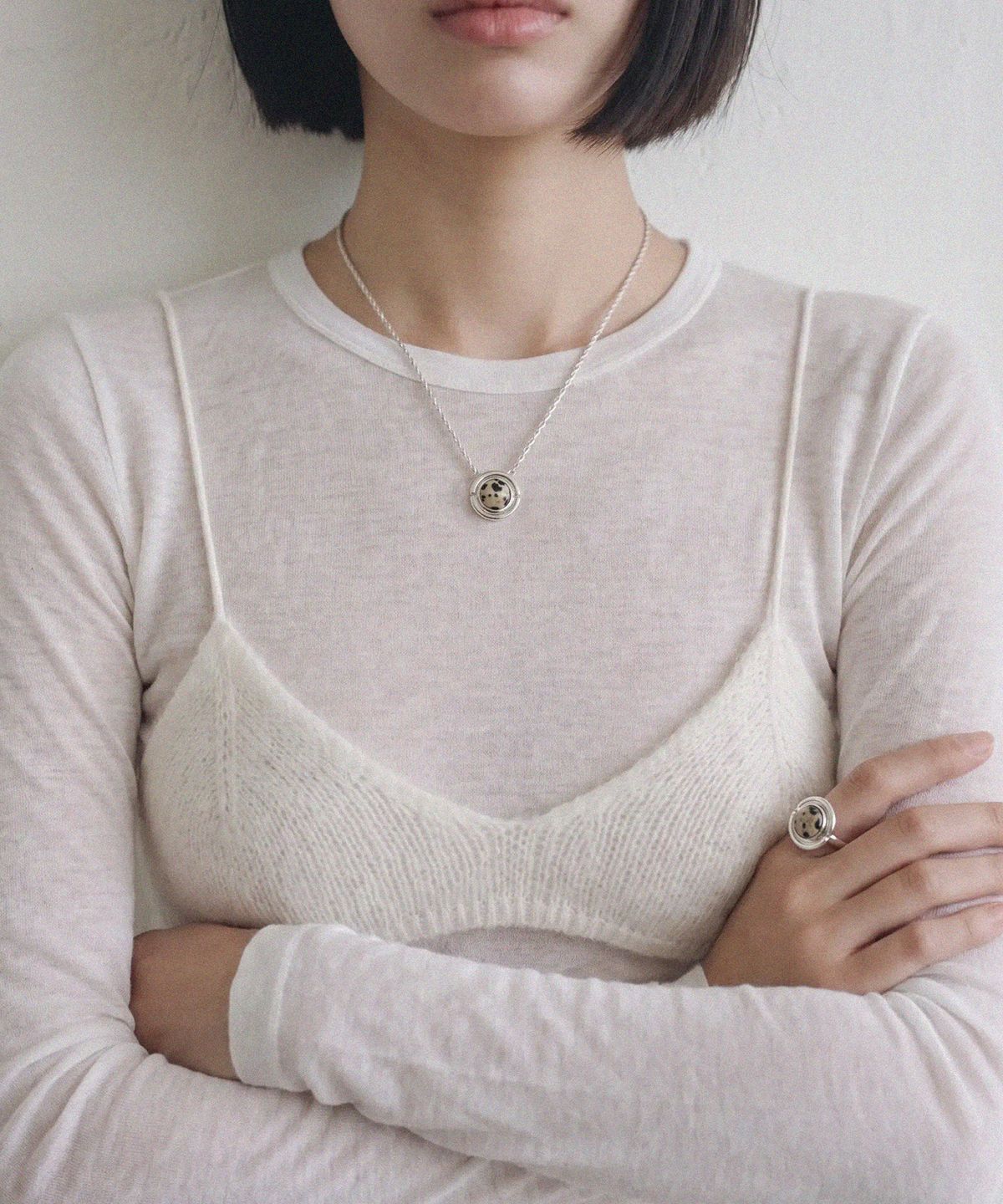 오우드스튜디오(OUDSTUDIO) 빈티지 버튼 네크리스_달마시안 재스퍼