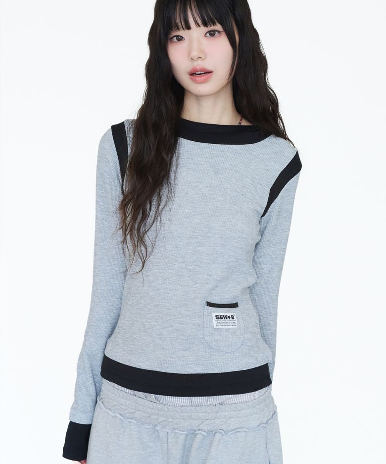 믹스 포켓 후드티 (세미크롭) 멜란지