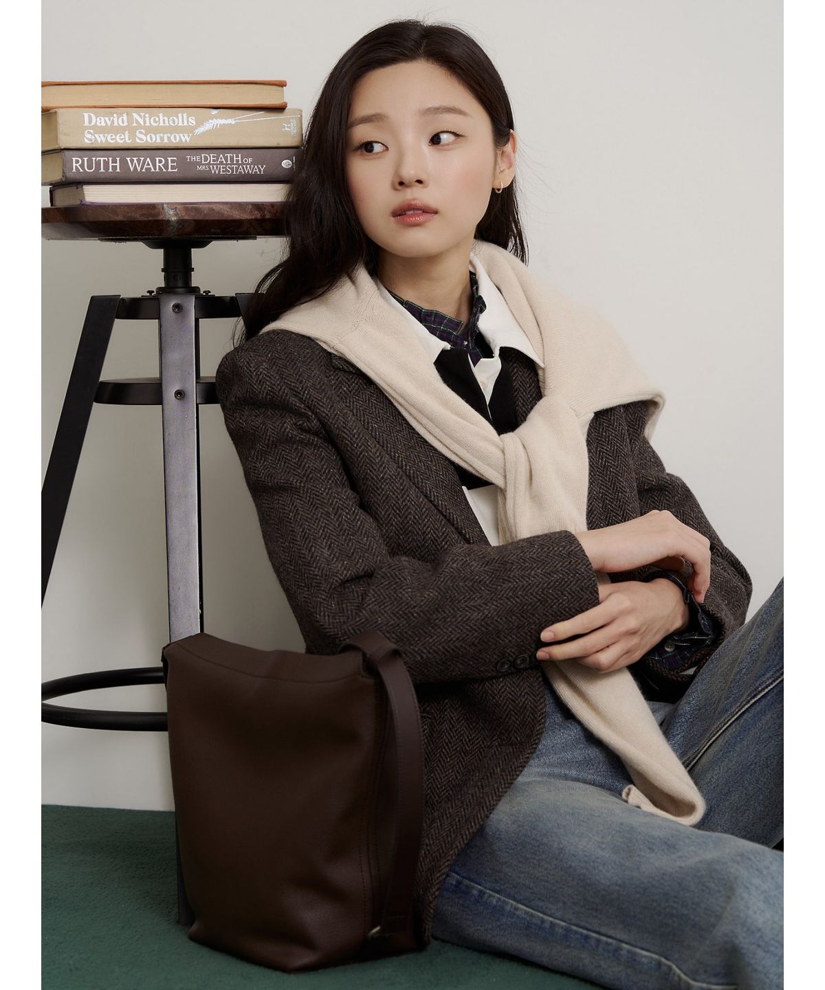 빈폴 레이디스(BEANPOLE LADIES) 해리스 트위드 레귤러핏 재킷  브라운 (BF6911C31D)
