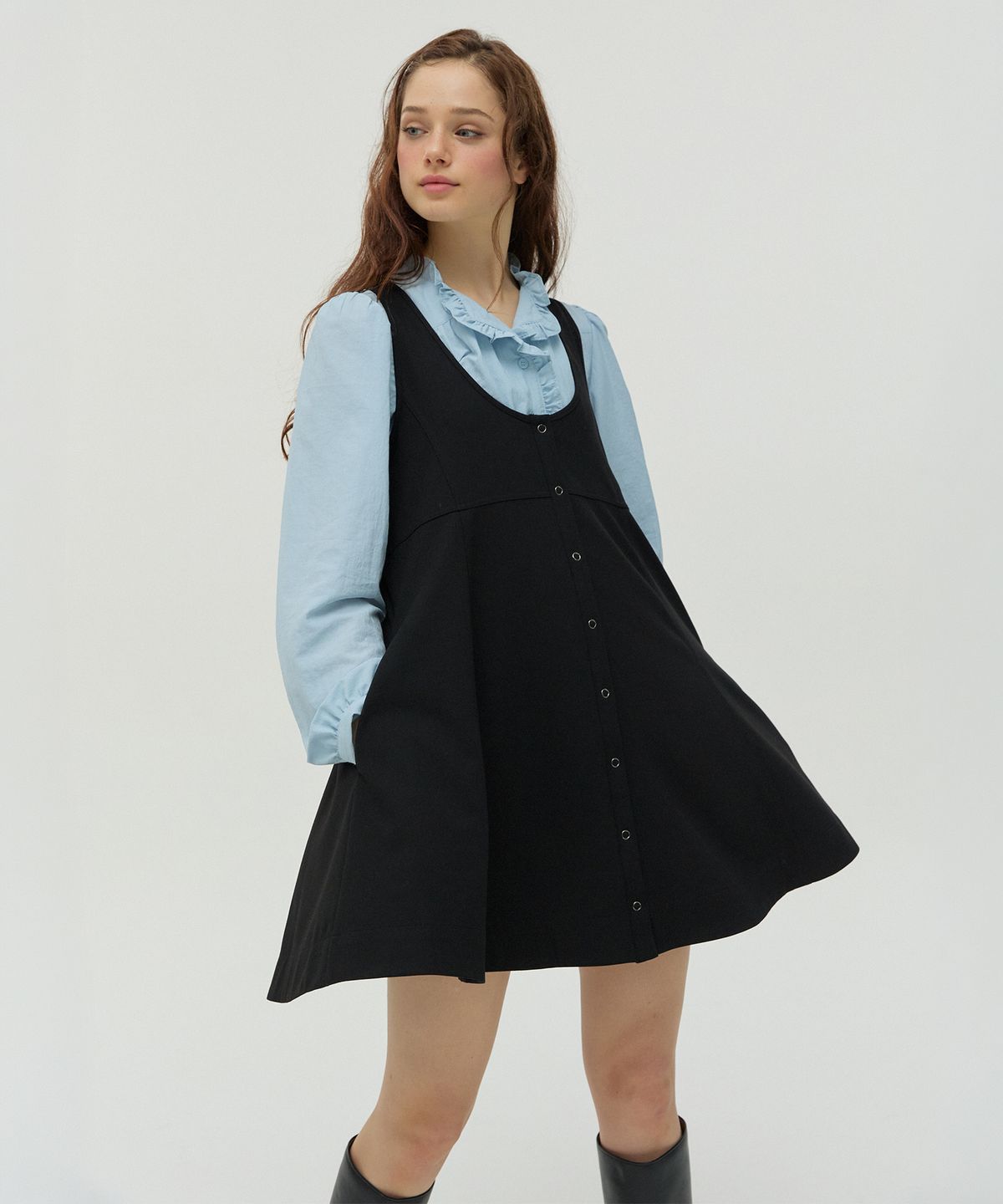 뉴루키(NEW LOOKY) Layered Flare Dress _Black