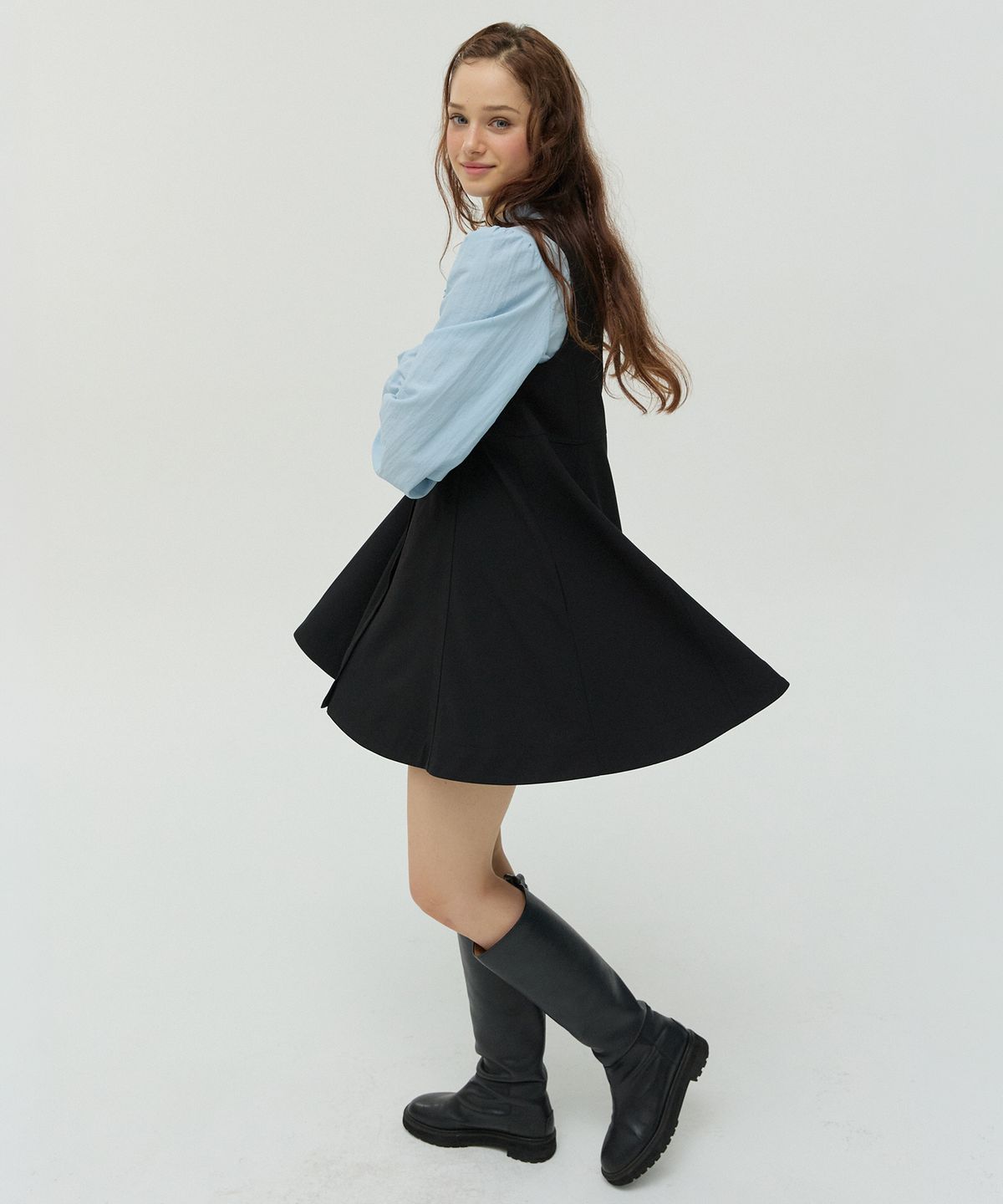 뉴루키(NEW LOOKY) Layered Flare Dress _Black