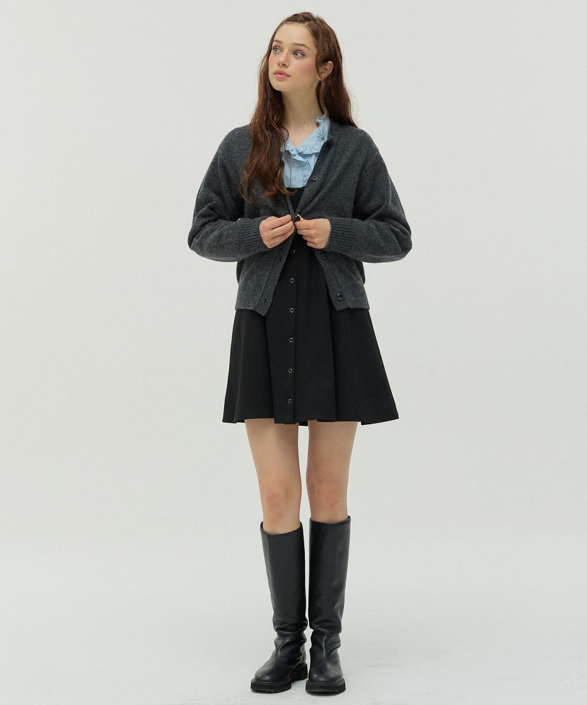 뉴루키(NEW LOOKY) Layered Flare Dress _Black